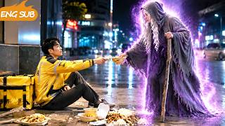 Poor deliveryman gives cash to a beggar,unaware she's a sorceress;her one word makes him richest man