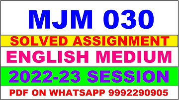 mjm 30 solved assignment 2022-23 | mjm 30 solved assignment in english 2022-2023 | mjm 30 2023
