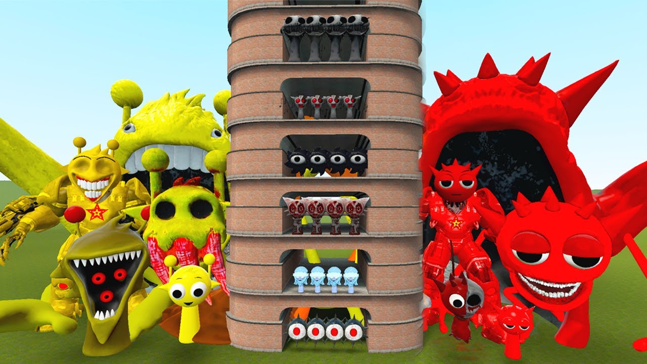 TALLGRASS LITTLE TO BIG ALL SIMON SPRUNKI VS ALL RADDY SPRUNKI FAMILY PHASE 1 - 10 in Garry's Mod!