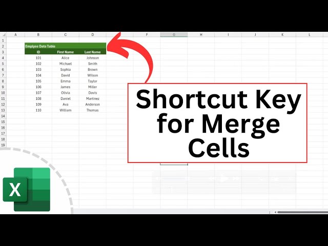 Merge Excel Cells Shortcut