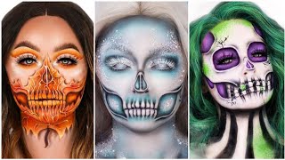 HALLOWEEN MAKEUP 2021☠️||MAPEL LEAF SKULL, BETTLEJUICE SKULL, ICE SKULL INCREDIBLE HALLOWEEN MAKEUP screenshot 4