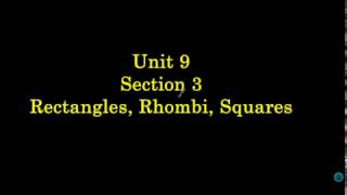 Unit 8 Section 3 Rectangles, Rhombi, and Squares