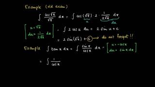 M 14 03: example substitution rule indefinite integrals, old exam question