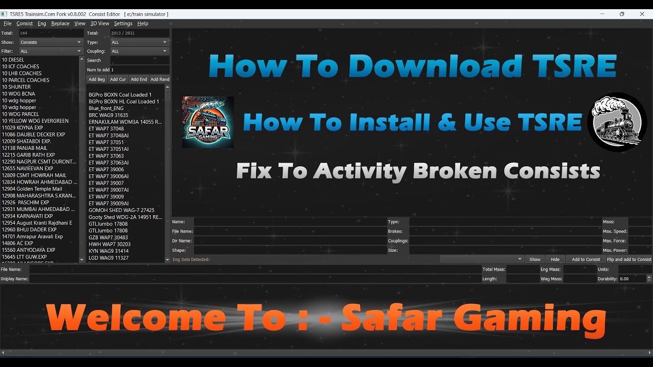 How To Fix Activity Error & Edit Consists Editor TSRE8 ln Open Rails / Msts  - 100% Working #gaming