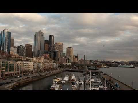 Time Lapse of Downtown Seattle From Rooftop Plaza at Bell Street Pier