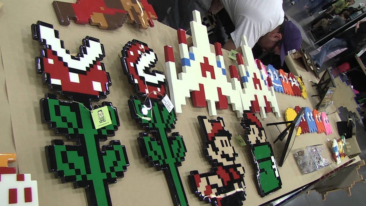 The Wooden Arcade Handmade Wooden Pixel Art - YouTube