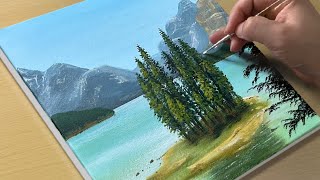 How to Paint a Emerald Lake / Acrylic Painting for Beginners