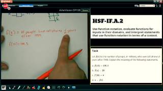Algebra 1 - Interpreting Functions - Function Notation in Context - HSFIFA2
