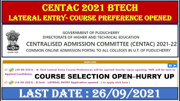 CENTAC BTECH LATERAL COURSE SELECTION | BTECH APPLY TAMIL | B.tech LATERAL ENTRY APPLICATION OPEN