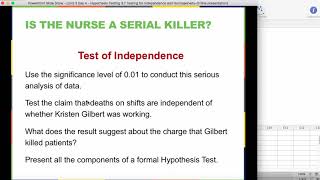 Contingency Table Example - Test of Independence