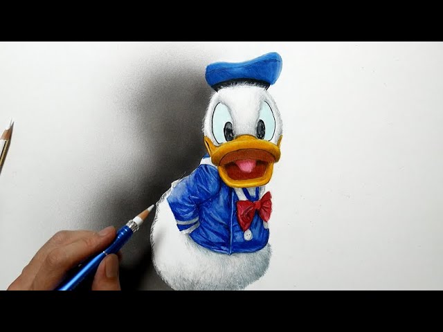 ドナルドダックを描いてみた リアルな絵 色鉛筆 コピック Realistic Drawing Of Donald Duck With Colored Pencils And Copics Youtube