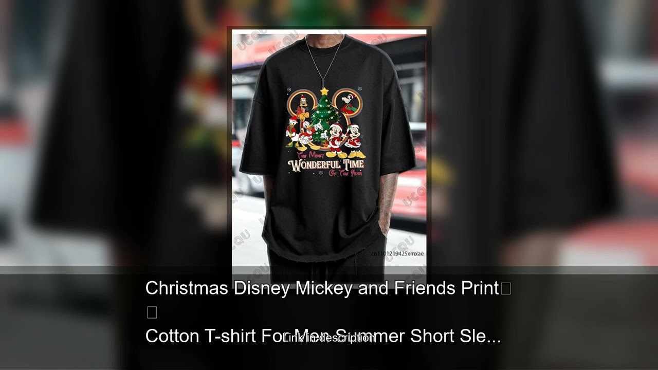 Christmas Disney Mickey and Friends Print Cotton T-shirt For Men Summer Short Sleeve O-neck Tee