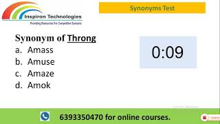 Synonym of Throng| Vocabulary Test | Objective Questions of Synonyms | Inspiron Technologies