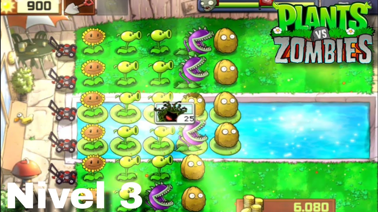 Jugando a plantas vs zombies!! / nivel 3 tercera parte - YouTube