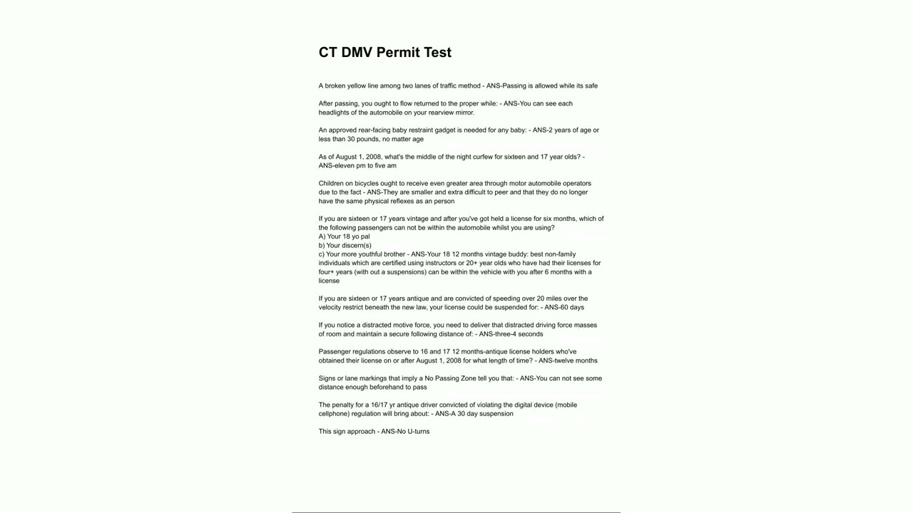 CT DMV Permit Test  NEWEST 2025/2026 ACTUAL COMPLETE QUESTIONS AND CORRECT DETAILED ANSWERS VERIFIED