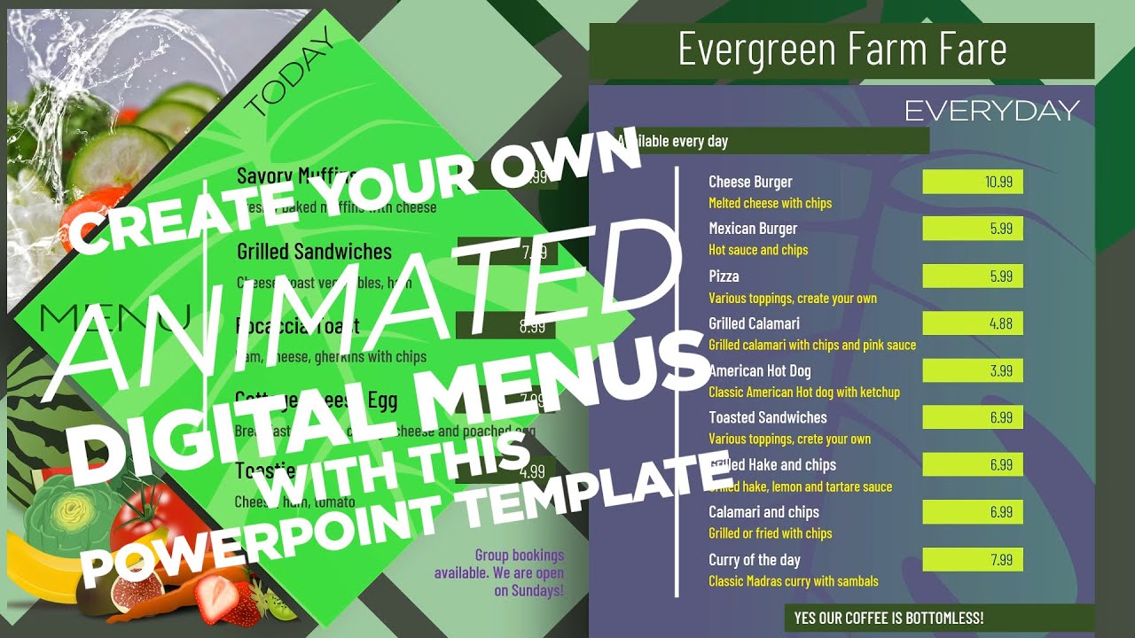 "Natural and Organic" PowerPoint Template Creating Your Own For Animated Digital Menu!