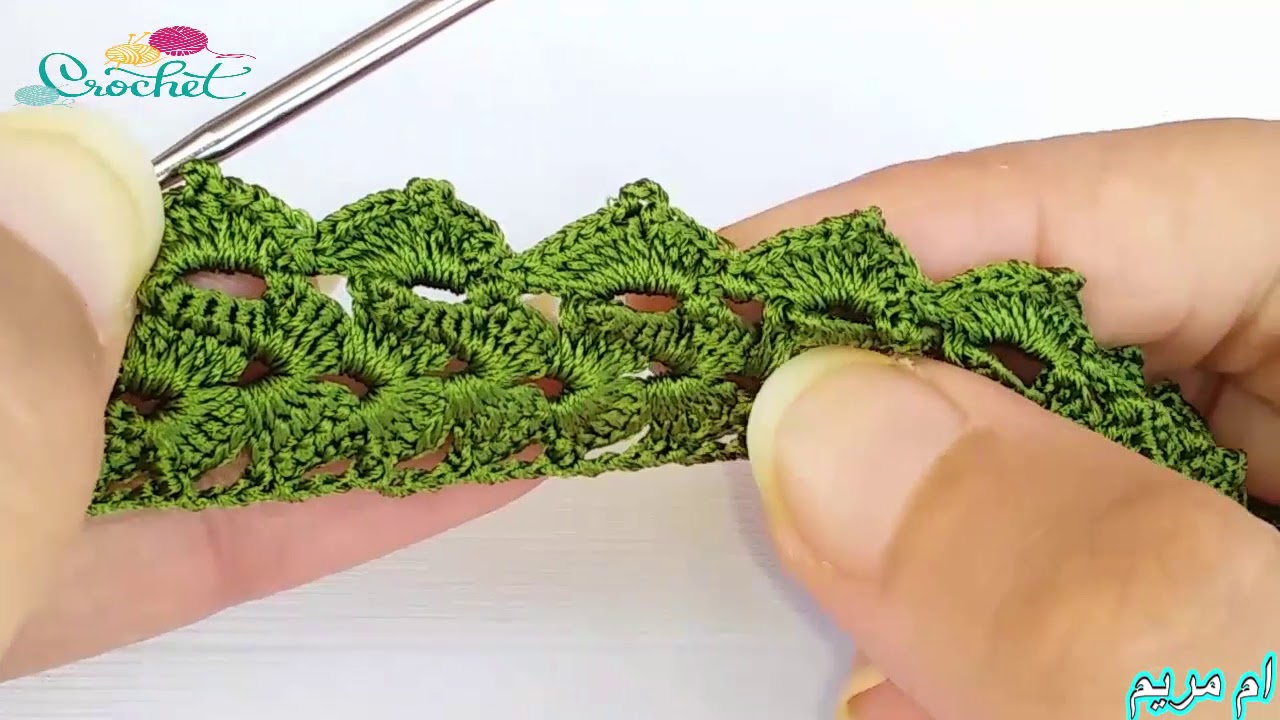 Bordure en crochetالجزء1:زواقة رائعة بالكروشي للنصف طوق وحاشية الاكمام مع ام مريم/Crochet Border