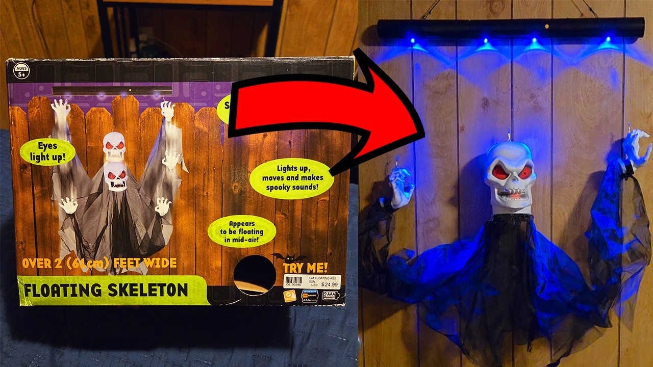 Распаковка анимированного плавающего лысого черепа Gemmy.