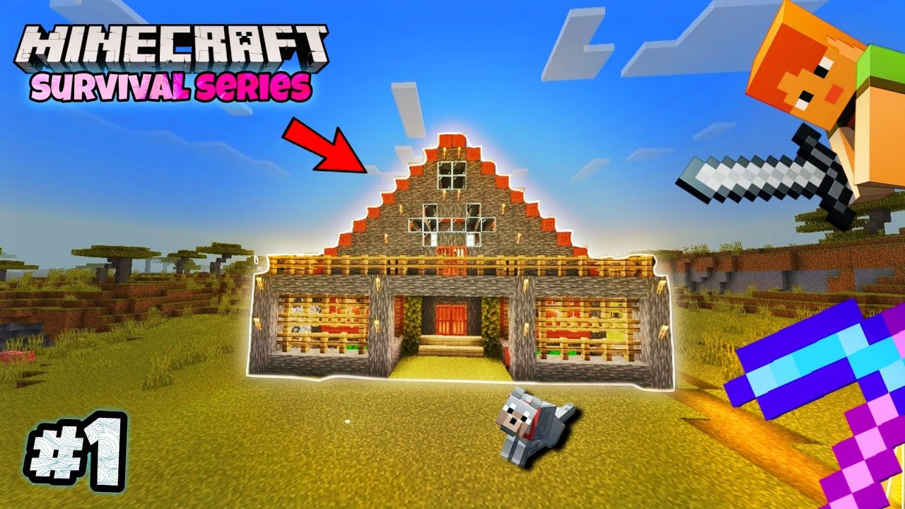 Minecraft PE Survival Series Ep 1 in Hindi 1.21 | Made op Survival Base ...