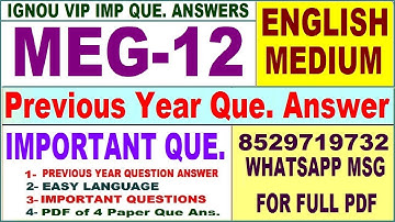 MEG 12 Previous Year Question Paper in English | meg 12 important questions with answer
