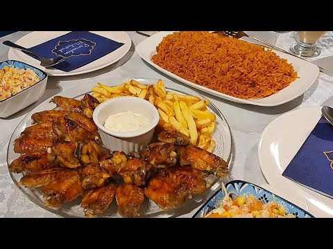 أجنحة دجاج مشوية تمن احمر عراقي بطريقة البزل بطريقتي رهيب كريم كراميل بالموز فطور رمضان