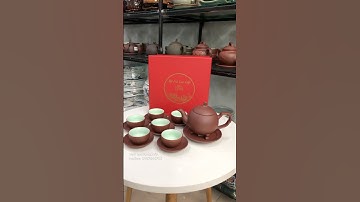 Bộ ấm cây thông nâu gốm mộc cao cấp Bát Tràng