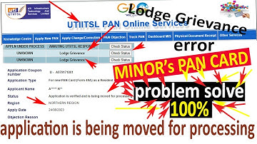 CSC UTI minors pan card error 