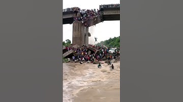 Moment the Bridge Almost Swept Away by Heavy Floods! #viral #shorts