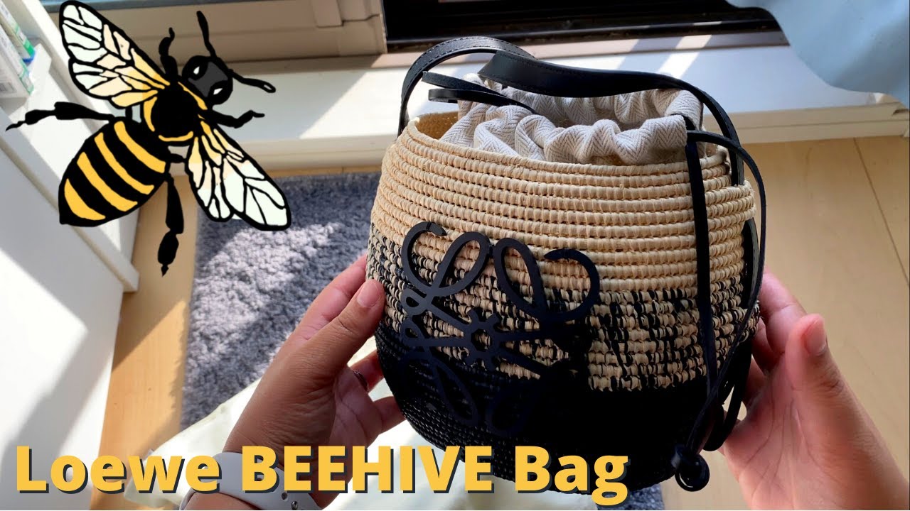 Beehive Basket bag in raffia and calfskin