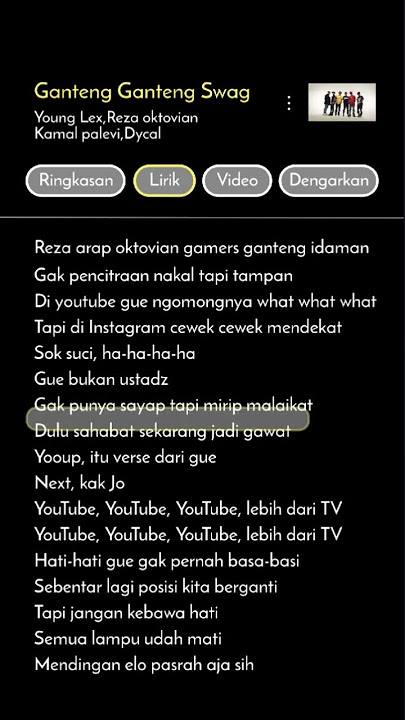 Lyrics lagu ganteng ganteng swag