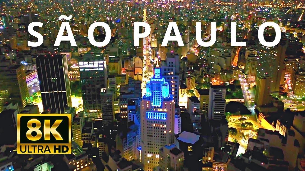 São Paulo City Downtown, Brazil 🇧🇷 in 8K ULTRA HD 60FPS at night by Drone