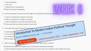 Introduction To Modern Indian Political Thought Week 6 Assignment Answers || NPTEL || Jan - Feb 2024