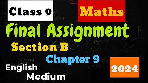 Std. 9 Maths 2024 | Vikas Final Assignment |Section B Chapter 9 Solution | English Medium