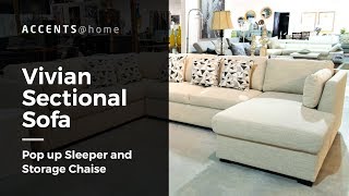 Vivian Sectional Sofa with Pop Up Sleeper & Storage Chaise | Upscale styles at Affordable Prices