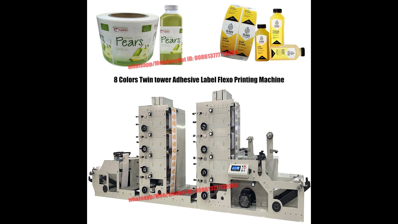 8 Colors Twin tower UV IR Adhesive Label Flexo Printing Machine ...