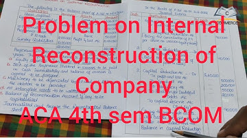 Problem on Internal Reconstruction of Company with Balance sheet.              4th sem BCOM