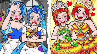 Paper Dolls Dress Up  Elsa ICE Poor vs Rich Fire Family Swap Challenge Dress  DIY Dresses Handmade