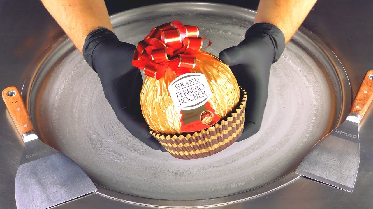 ASMR Grand Ferrrero Rocher Ice Cream Rolls Satisfying Chocolate 