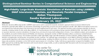 Distinguished Seminar Series in Computational Science and Engineering: Aidan Thompson, Feb 25, 2021