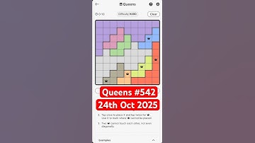 LinkedIn Queens #542 #linkedin #Games #Queens #Tango #Pinpoint #puzzle #dailypuzzle #shorts