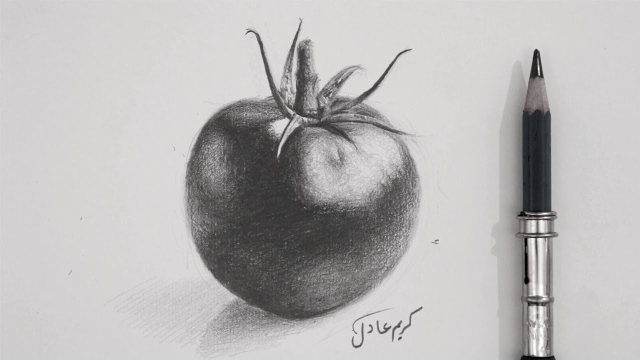 Обучение рисованию НАТЮРМОРТ В КАРАНДАШЕ | Нарисуйте ТОМАТ