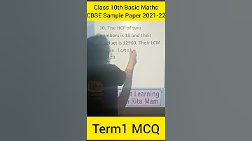 CBSE Sample Paper 2021-22 | Class 10th basic maths Term1 MCQ #10
