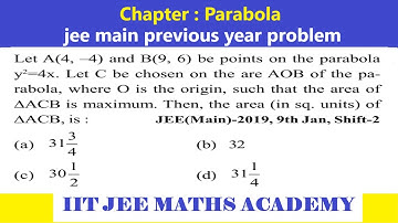 PARABOLA  | JEE MAIN 2019 |  9 JANUARY  | SHIFT 2 |  RS SIR | JEE MAIN  PREVIOUS YEAR PROBLEM