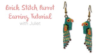 Beginners Brick Stitch Seed Bead Parrot Earring Tutorial 🦜