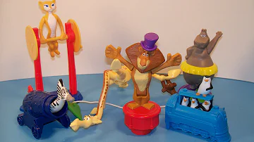 2012 MADAGASCAR 3 SET OF 6 McDONALD'S HAPPY MEAL MOVIE COLLECTION TOY'S VIDEO REVIEW