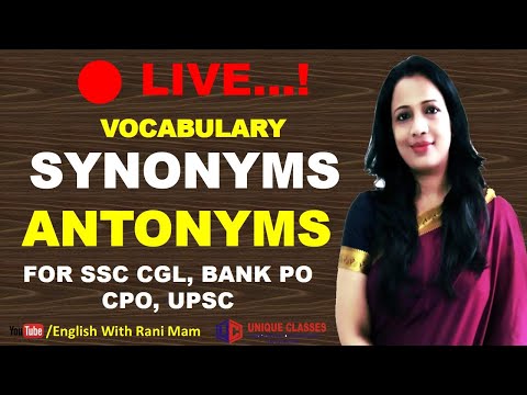 Synonyms & Antonyms | Vocabulary in English With Meaning in Hindi For SSC CGL, BANK, UPSC | Part-25