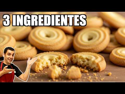 GALLETAS de MANTEQUILLA caseras con solo 3 INGREDIENTES 🍪 ¡Quedan perfectas!
