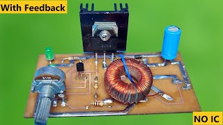 How To Make High Power DC DC Booster Circuit ( with Feedback / Constant Voltage ) NO IC / NO MCU
