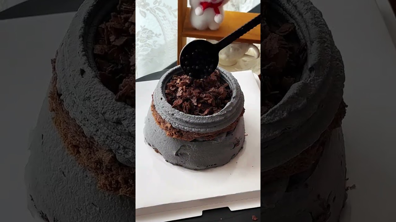 Immersive way to make black heart cake🖤 