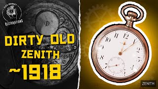 Dirty Broken Old Watch Restored to Pristine Condition | Zenith Pocket Watch 1918 | 4K